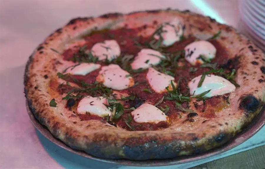 Capra Arrabbiata Pizza - Arrabbiata sauce, chili oil, Cypress Grove goat cheese, basil