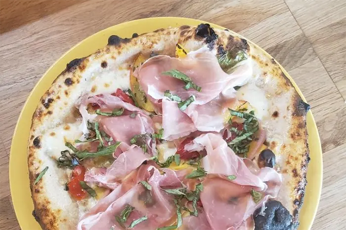 Peach and Prosciutto San Daniele Pizza